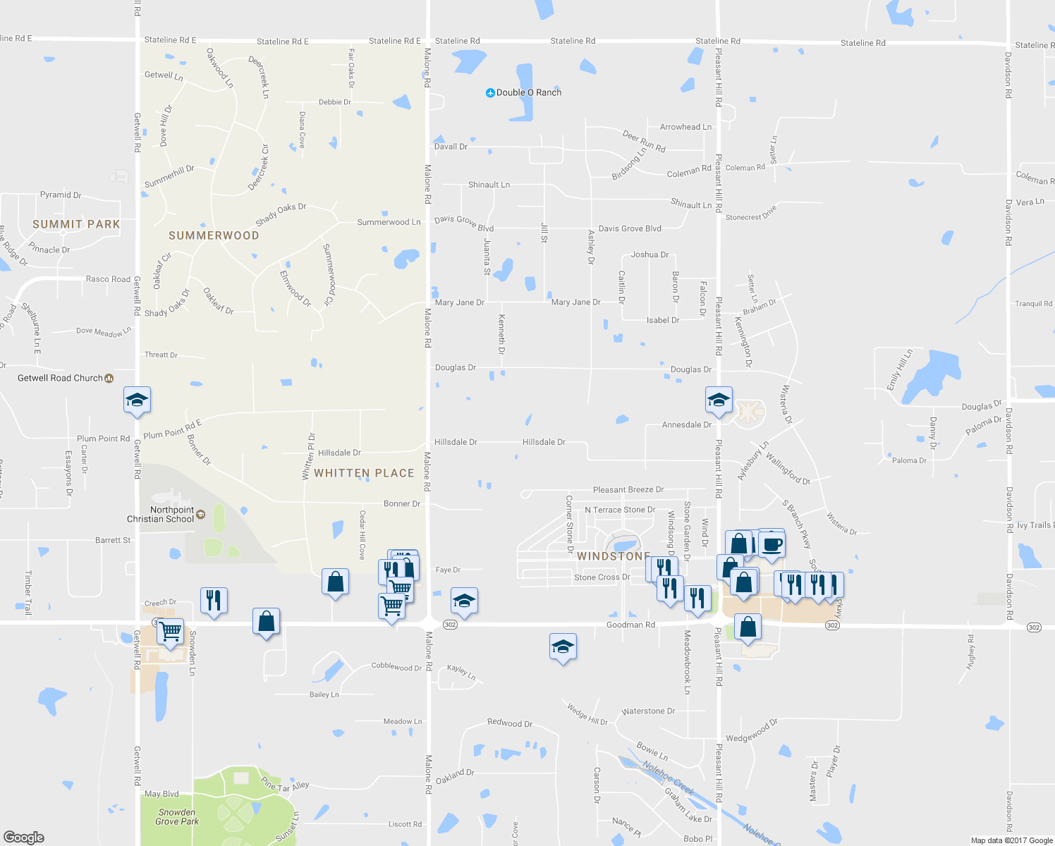 map of restaurants, bars, coffee shops, grocery stores, and more near 4338 Hillsdale Drive in Olive Branch