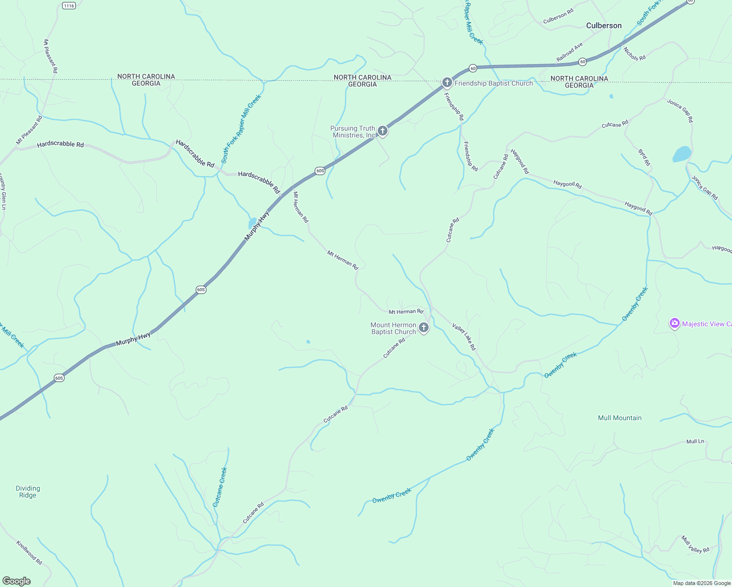 map of restaurants, bars, coffee shops, grocery stores, and more near 160 Moore's Road in Mineral Bluff