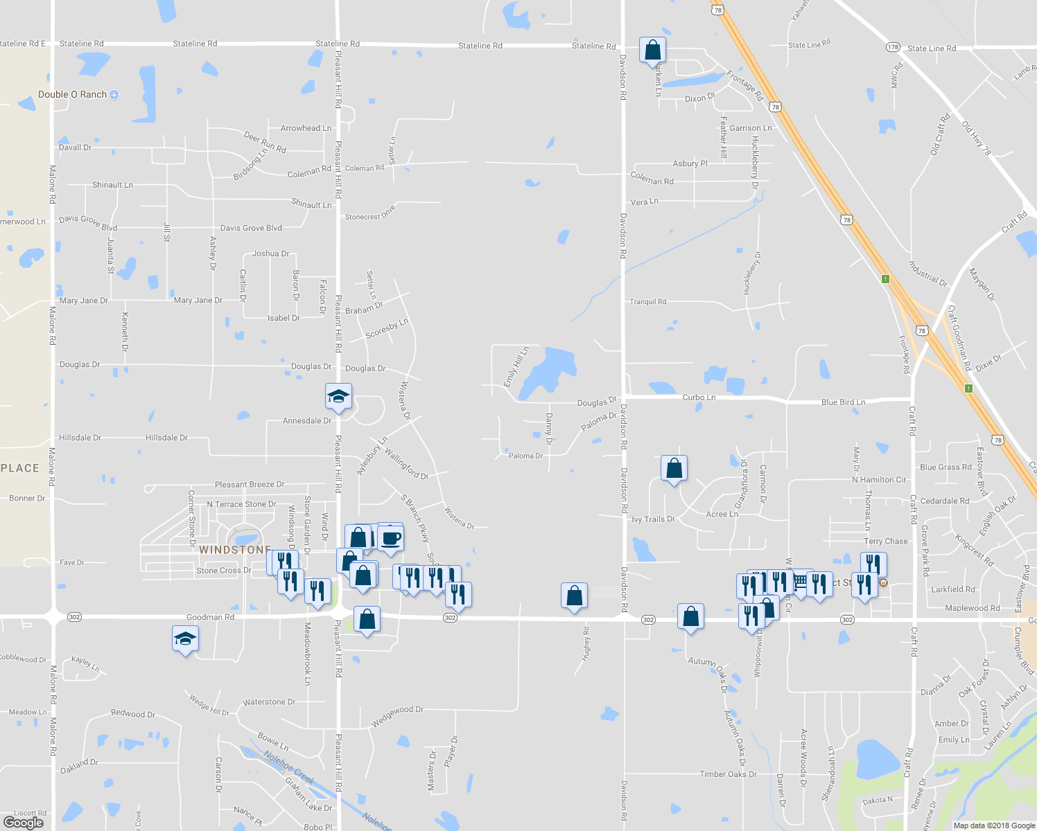 map of restaurants, bars, coffee shops, grocery stores, and more near 5702 Jason Cove in Olive Branch