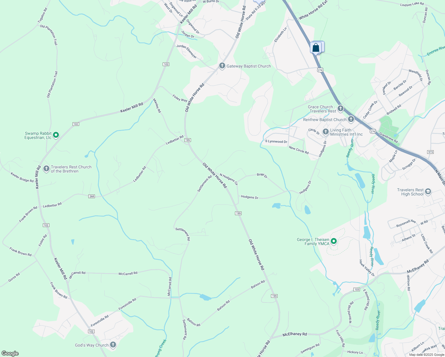 map of restaurants, bars, coffee shops, grocery stores, and more near 11430 Old White Horse Road in Travelers Rest