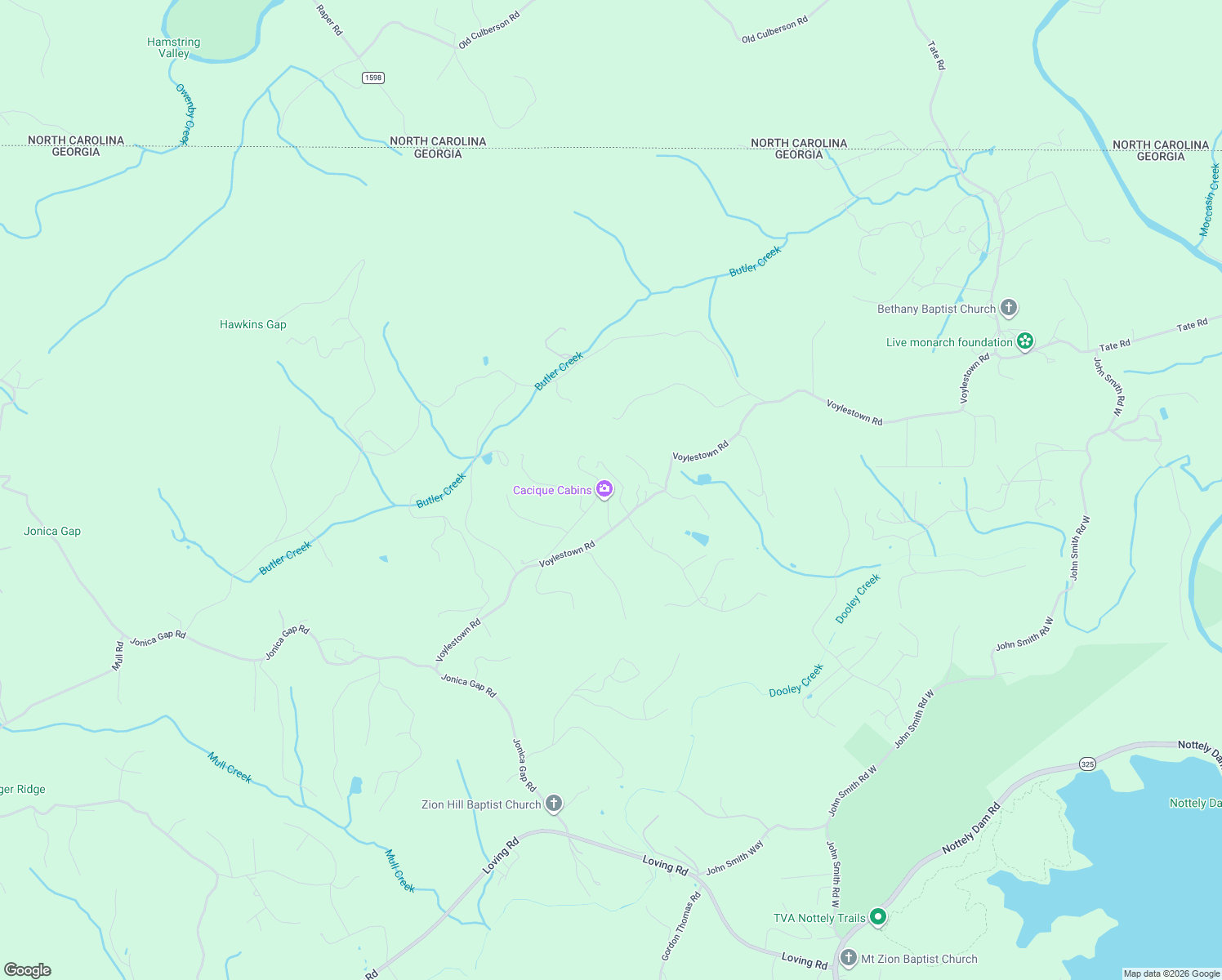 map of restaurants, bars, coffee shops, grocery stores, and more near 125 Berta Road in Morganton