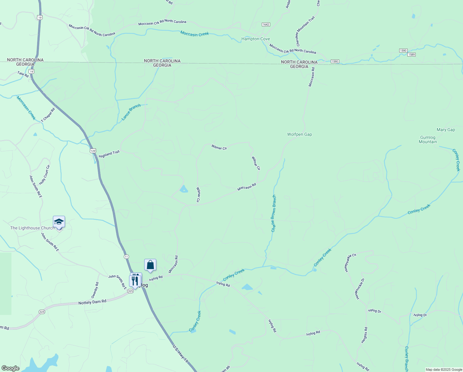 map of restaurants, bars, coffee shops, grocery stores, and more near 50 Amy Lynn Drive in Blairsville