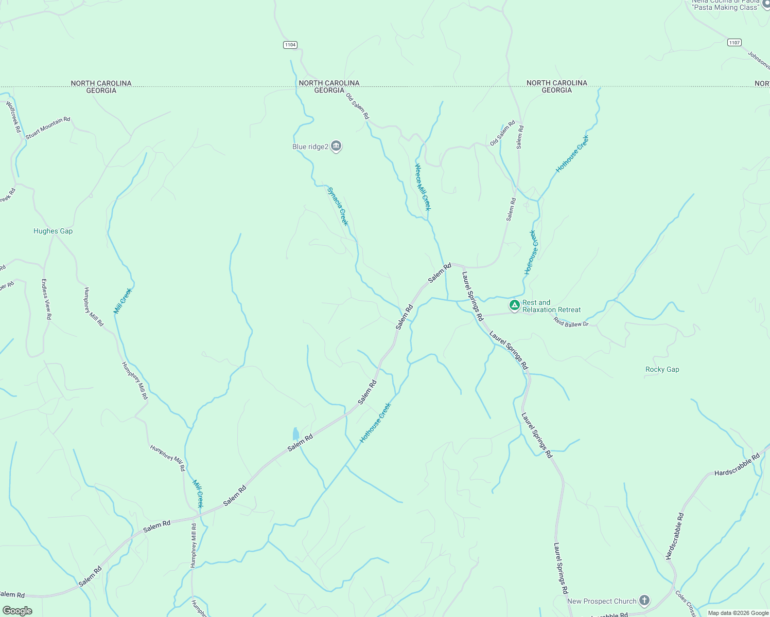 map of restaurants, bars, coffee shops, grocery stores, and more near 76 Twin Springs Road in Mineral Bluff