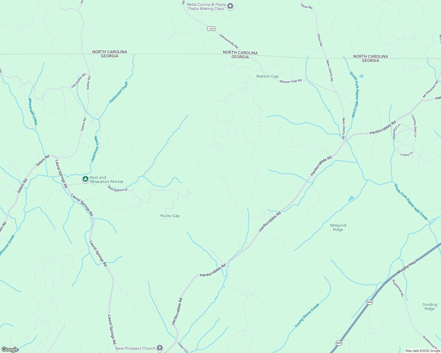 map of restaurants, bars, coffee shops, grocery stores, and more near 1234 Arrowhead Drive in Mineral Bluff