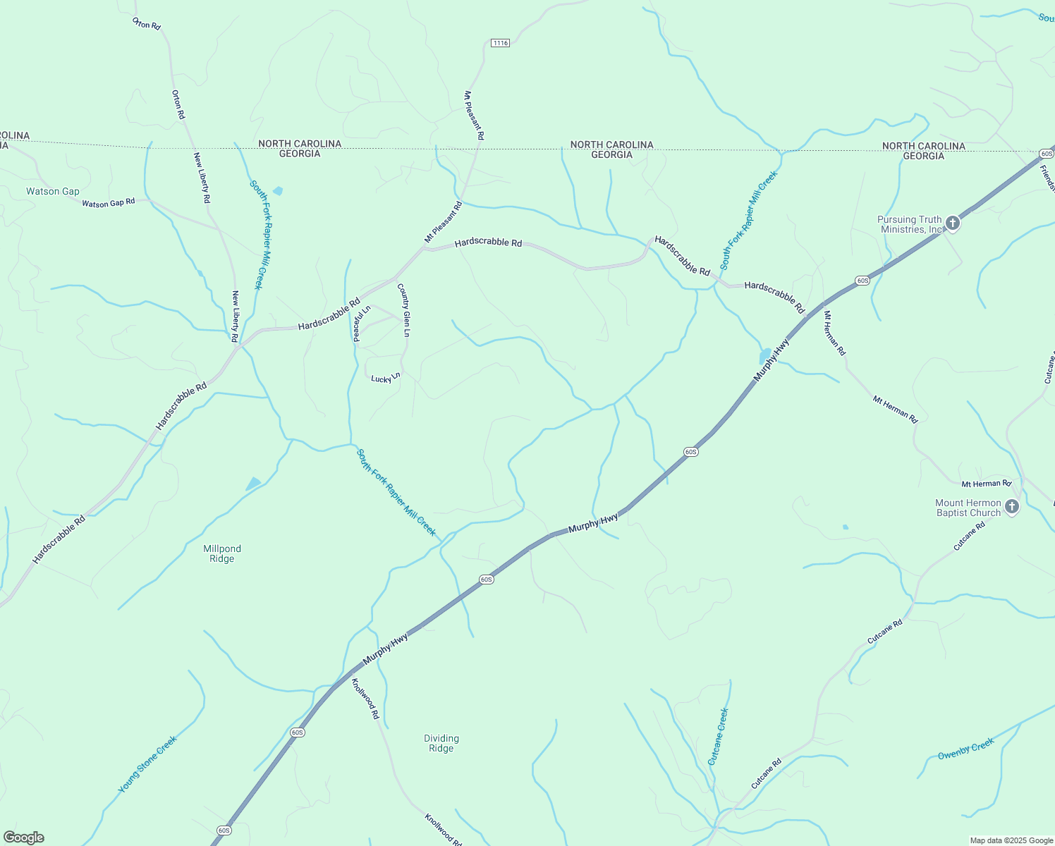 map of restaurants, bars, coffee shops, grocery stores, and more near Pine Lane in Fannin County