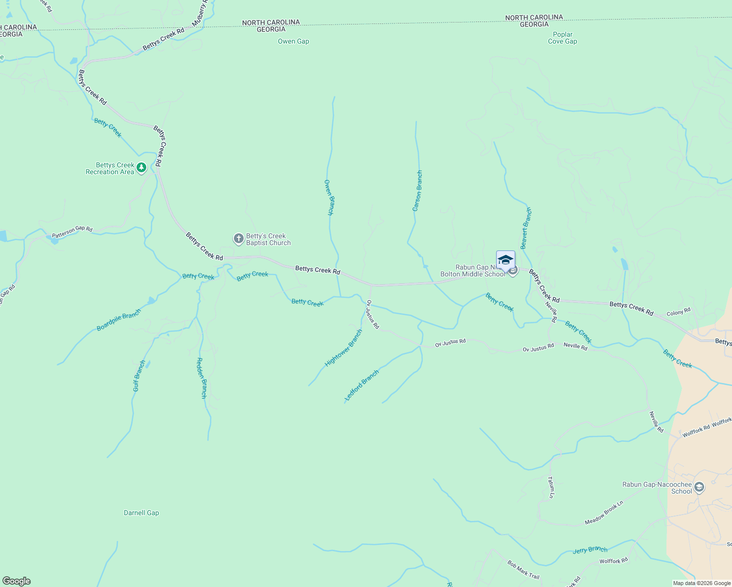 map of restaurants, bars, coffee shops, grocery stores, and more near 24 Ov Justus Road in Rabun Gap