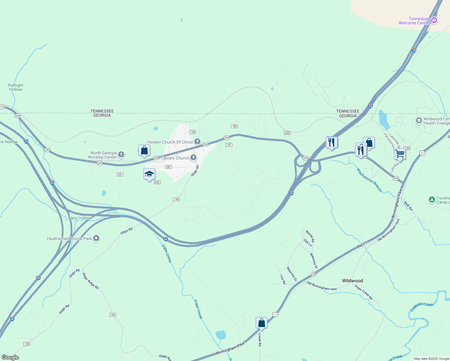 map of restaurants, bars, coffee shops, grocery stores, and more near 131 Green Road in Wildwood