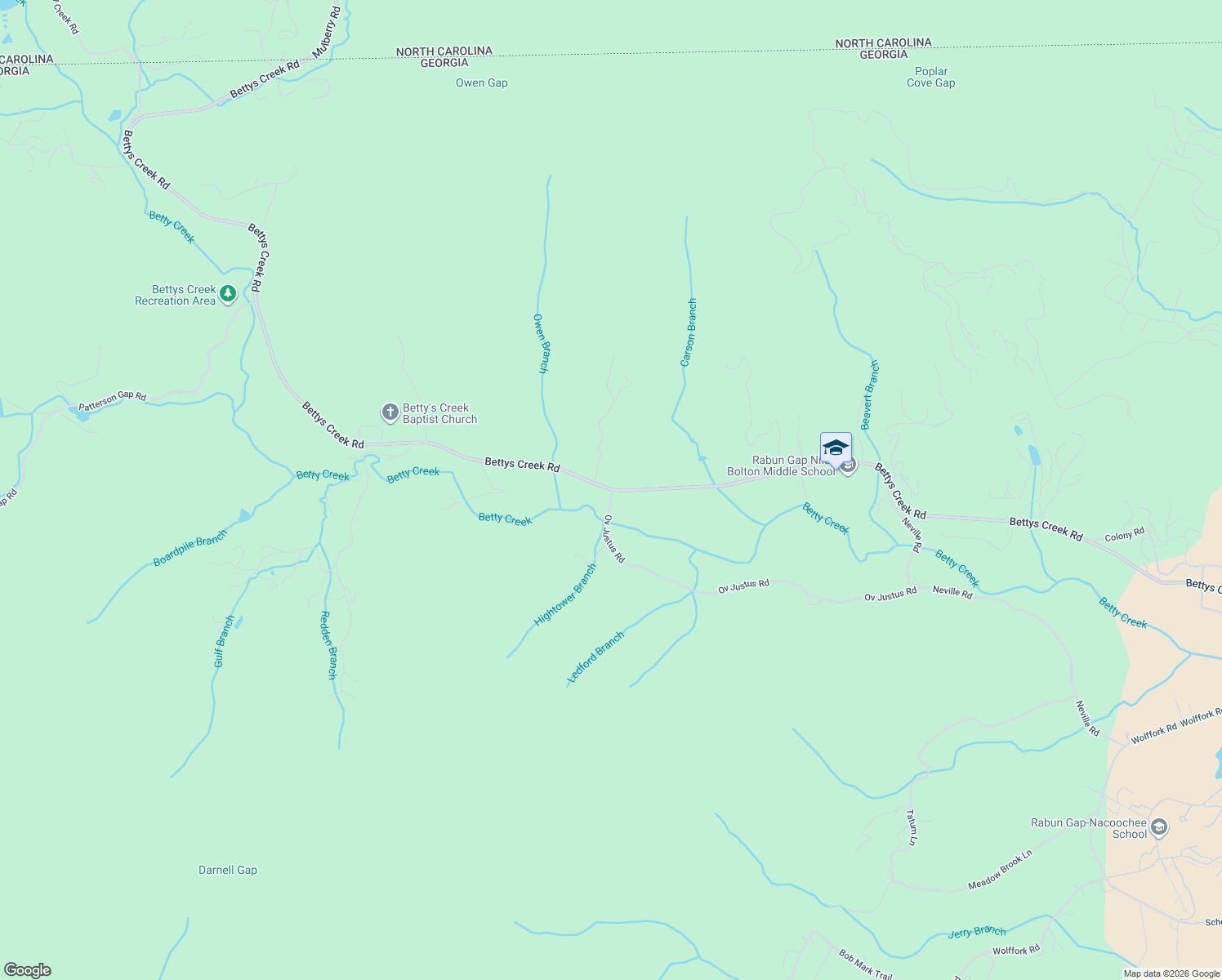 map of restaurants, bars, coffee shops, grocery stores, and more near 24 Ov Justus Road in Rabun Gap