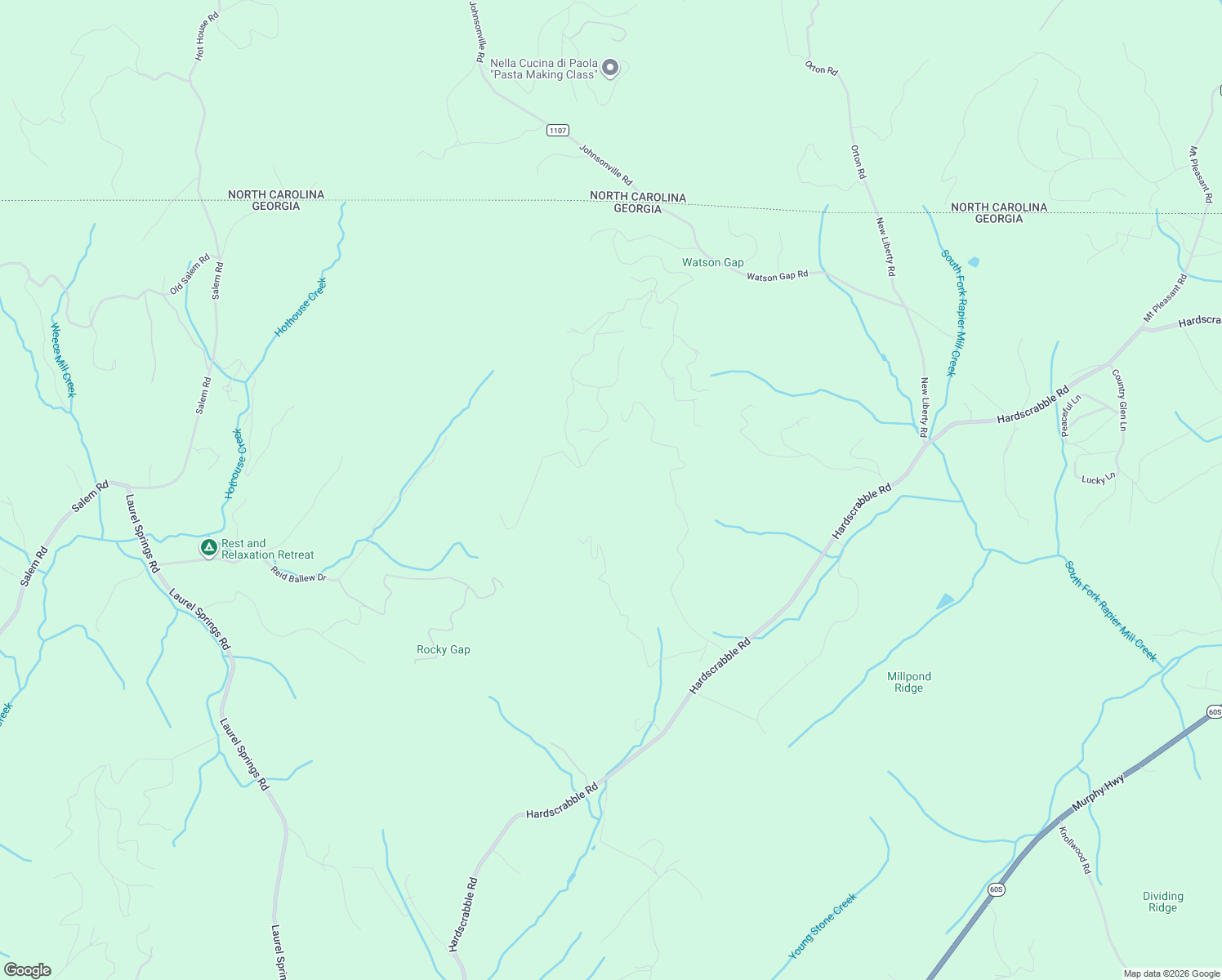 map of restaurants, bars, coffee shops, grocery stores, and more near 1234 Arrowhead Drive in Mineral Bluff