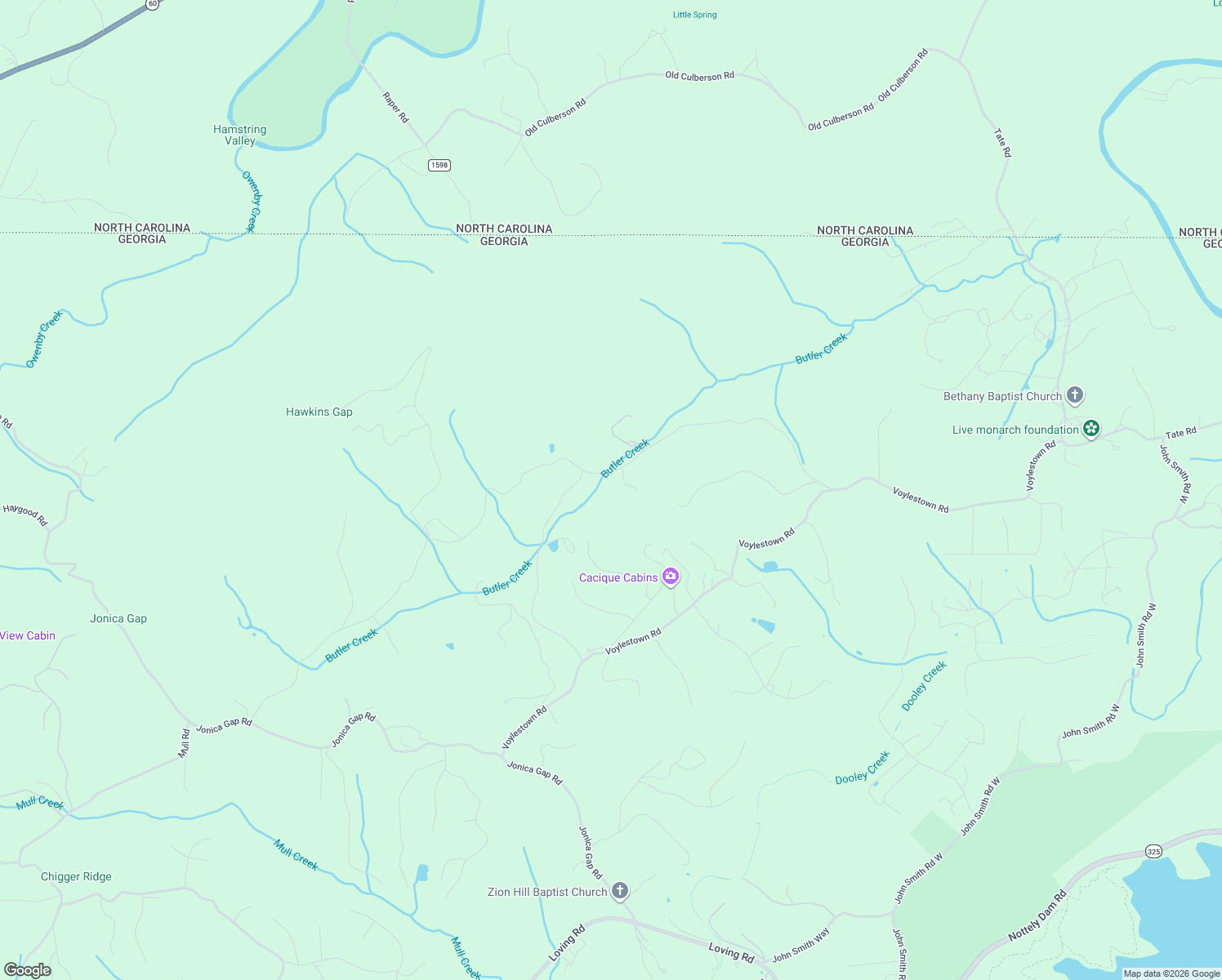 map of restaurants, bars, coffee shops, grocery stores, and more near 772 Hawksclaw Road in Morganton