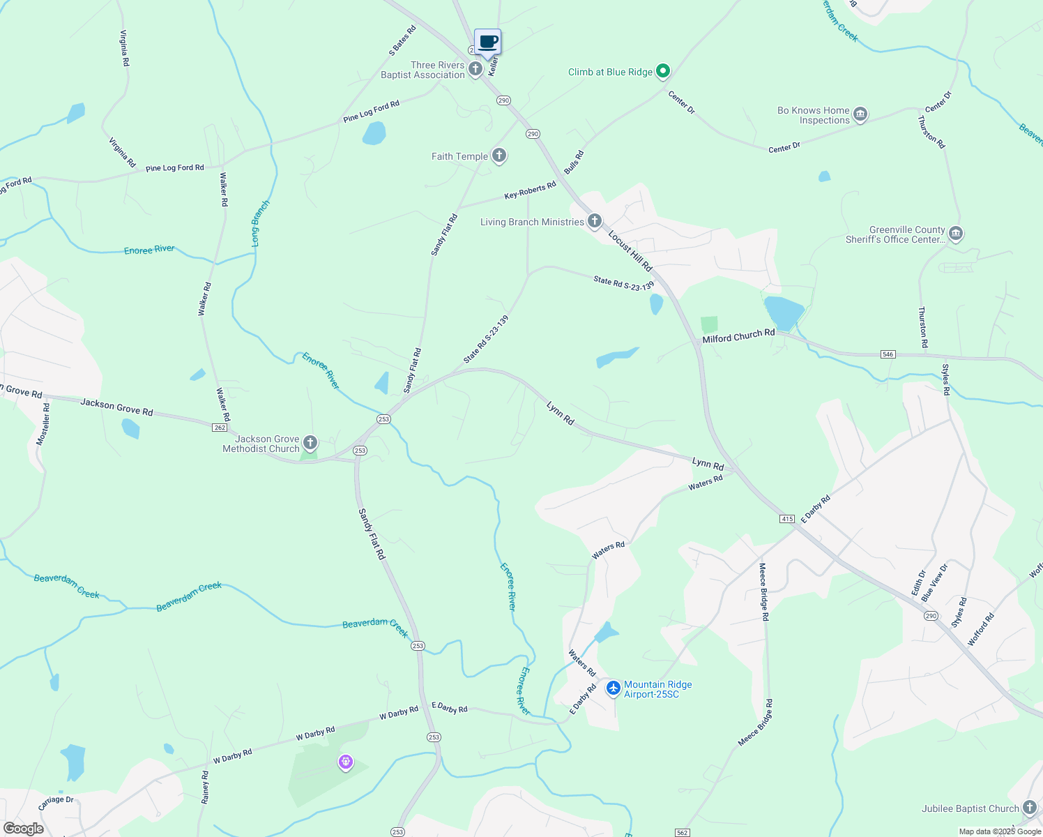map of restaurants, bars, coffee shops, grocery stores, and more near 116 Homes Pond Lane in Taylors