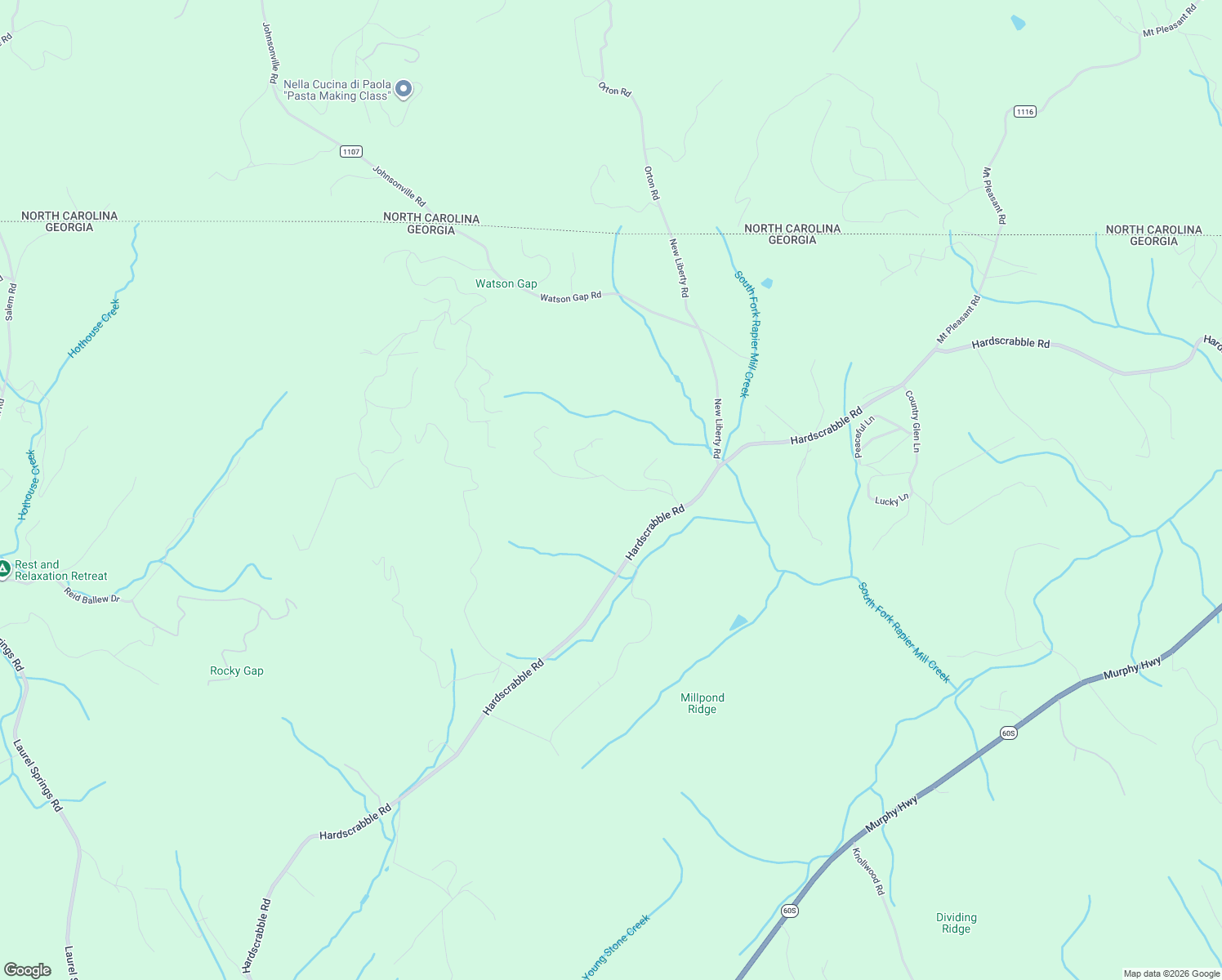 map of restaurants, bars, coffee shops, grocery stores, and more near 80 Rocking Chair Road in Mineral Bluff