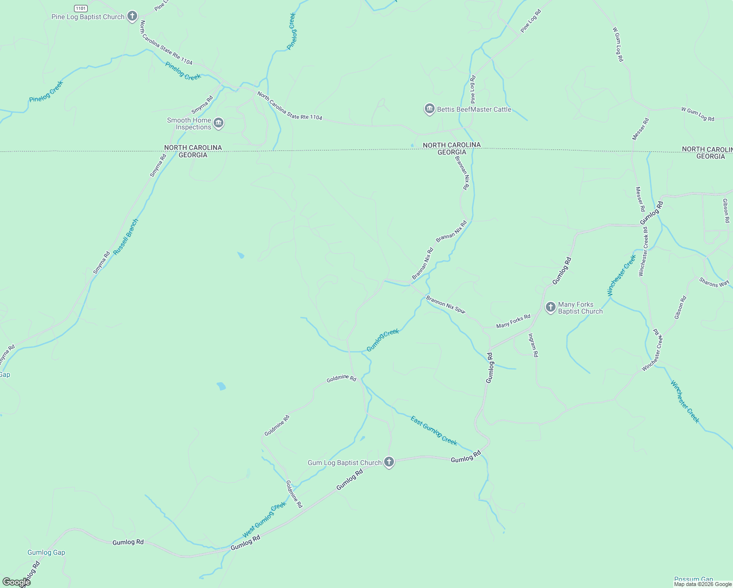 map of restaurants, bars, coffee shops, grocery stores, and more near Franklin Place in Young Harris