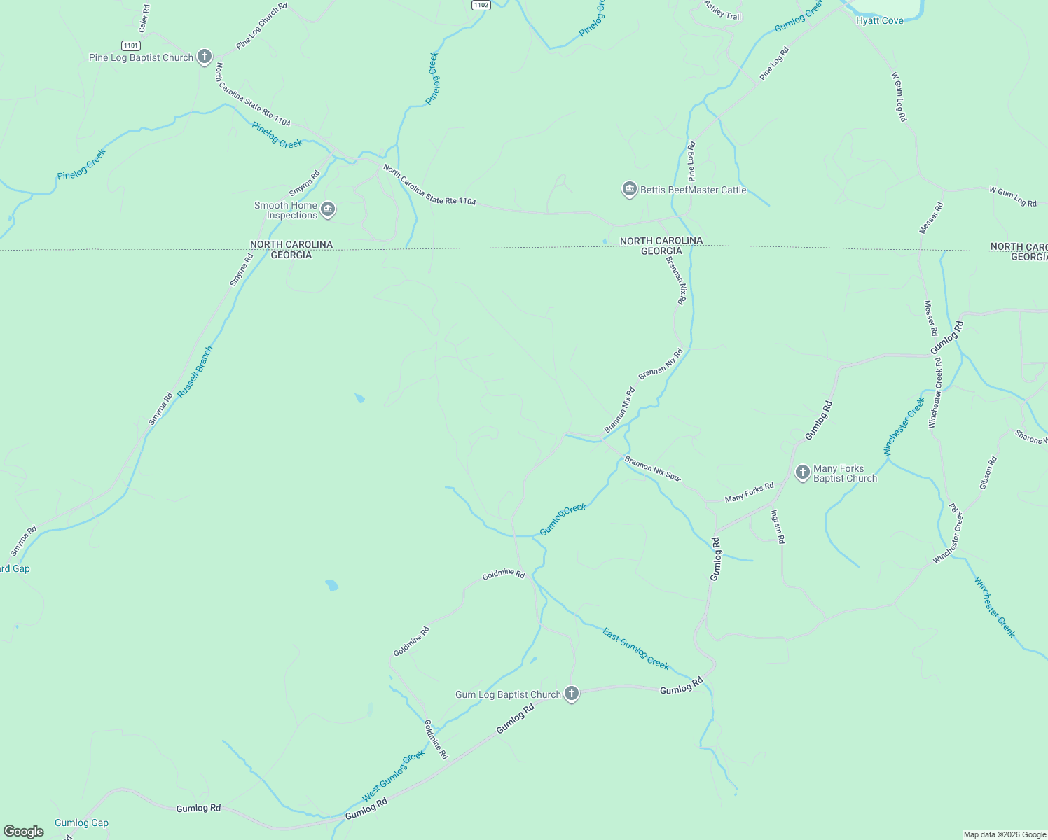 map of restaurants, bars, coffee shops, grocery stores, and more near 77 Franklin Place in Young Harris