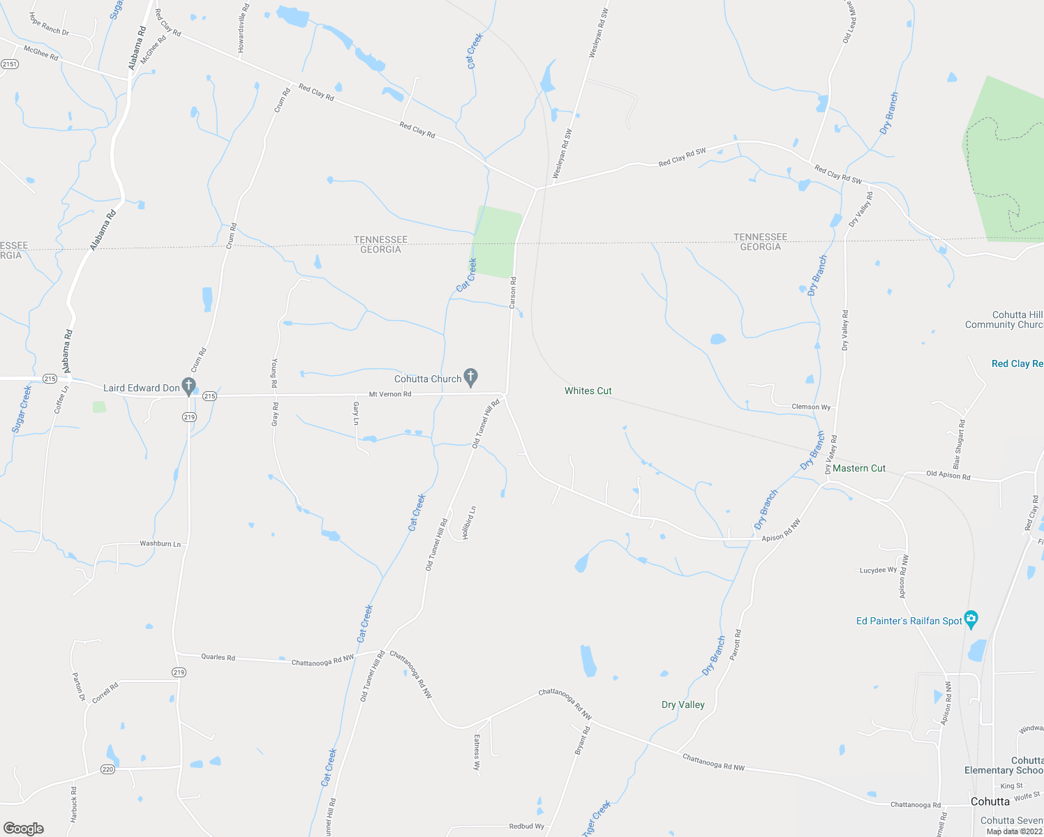 map of restaurants, bars, coffee shops, grocery stores, and more near 2457 Mount Vernon Road in Cohutta