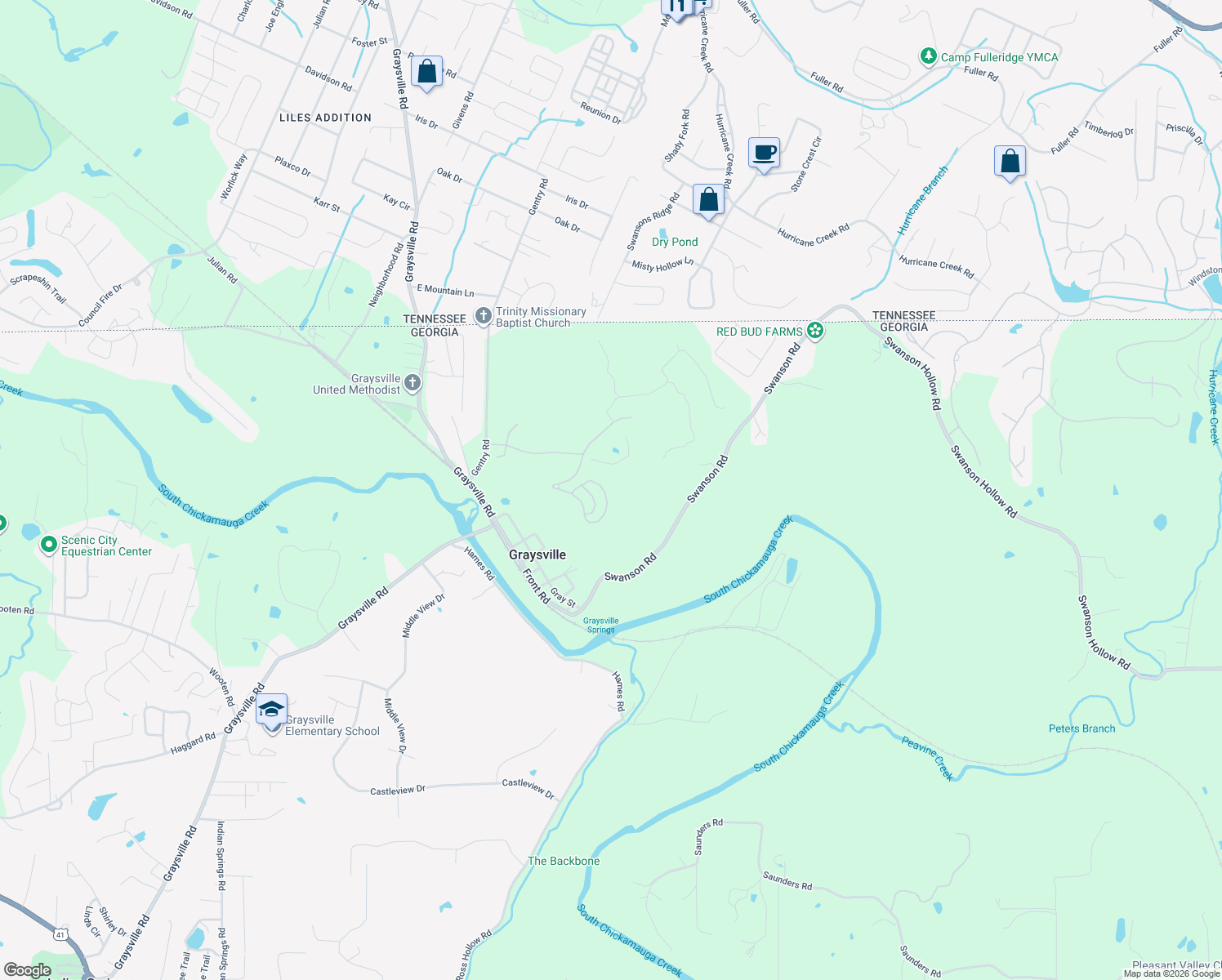 map of restaurants, bars, coffee shops, grocery stores, and more near 478 Tuscany Village Drive in Ringgold