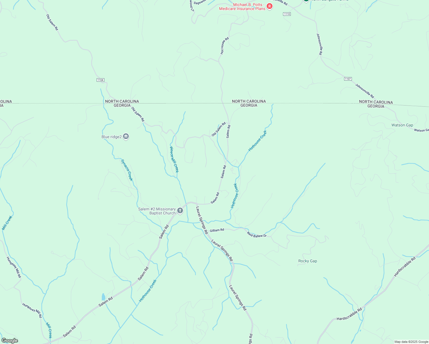 map of restaurants, bars, coffee shops, grocery stores, and more near 3661 Salem Road in Mineral Bluff