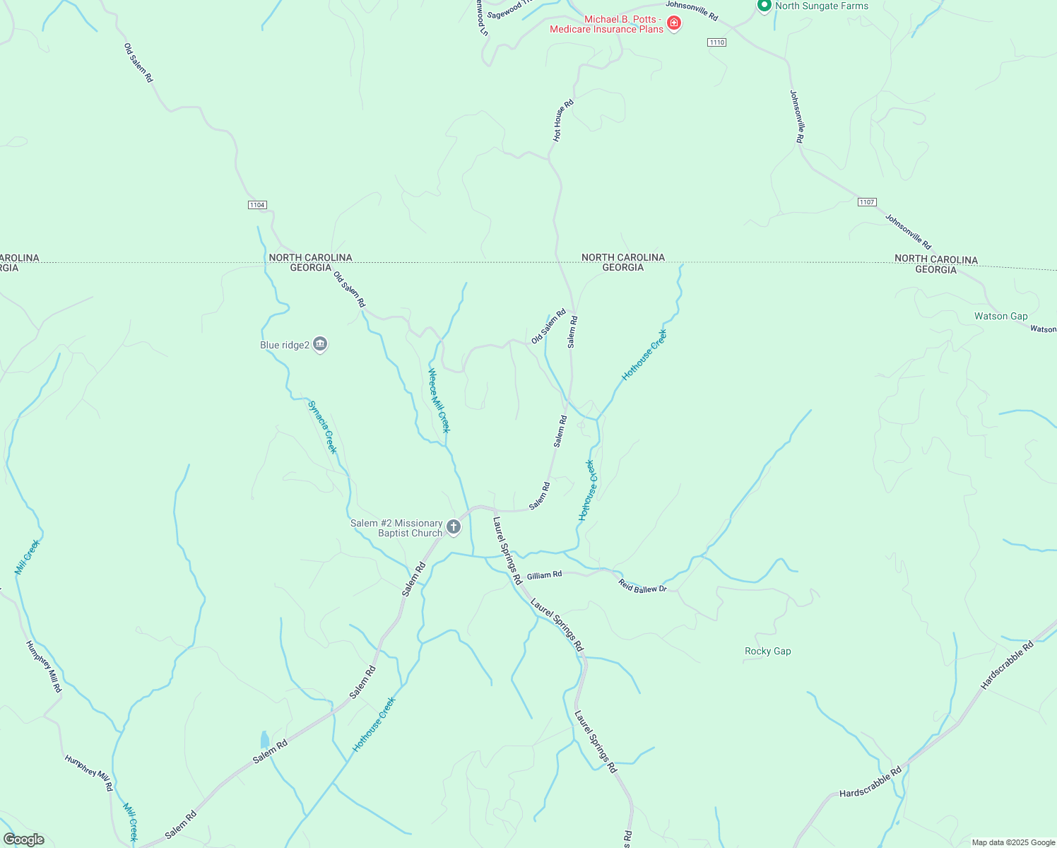 map of restaurants, bars, coffee shops, grocery stores, and more near 3661 Salem Road in Mineral Bluff