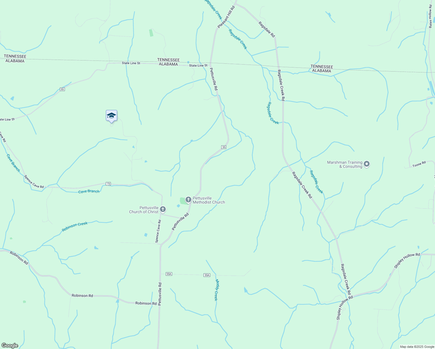 map of restaurants, bars, coffee shops, grocery stores, and more near 29228 Pettusville Road in Elkmont