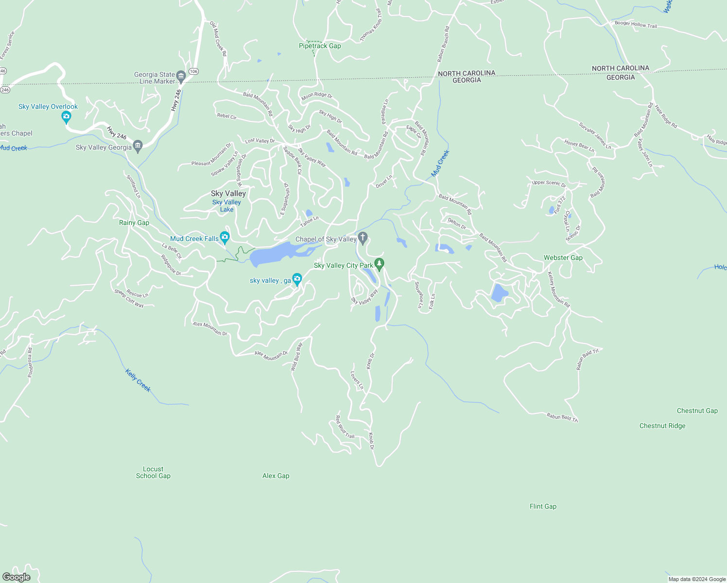 map of restaurants, bars, coffee shops, grocery stores, and more near 30 Spy Glass Circle in Sky Valley