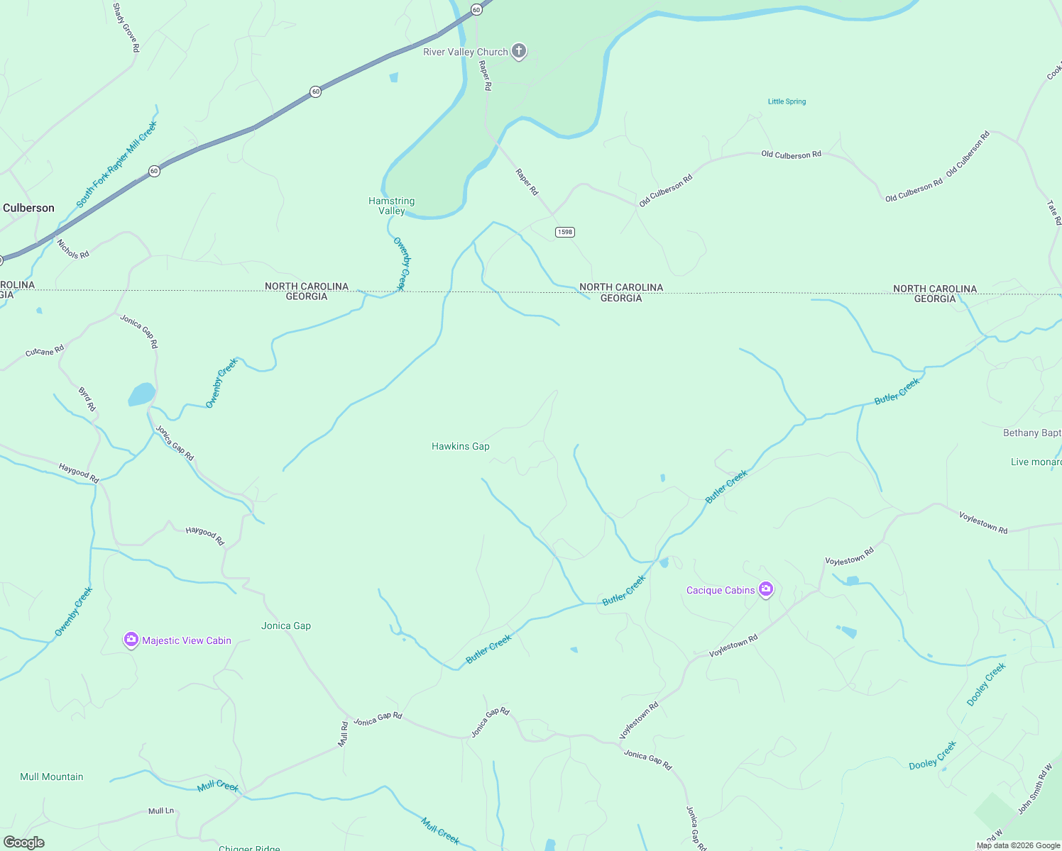 map of restaurants, bars, coffee shops, grocery stores, and more near 819 Bruce Mountain Road in Morganton