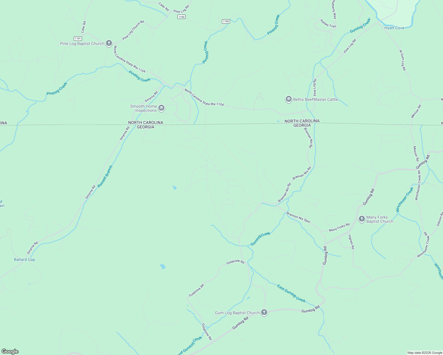 map of restaurants, bars, coffee shops, grocery stores, and more near 518 Brannon Ridge in Young Harris