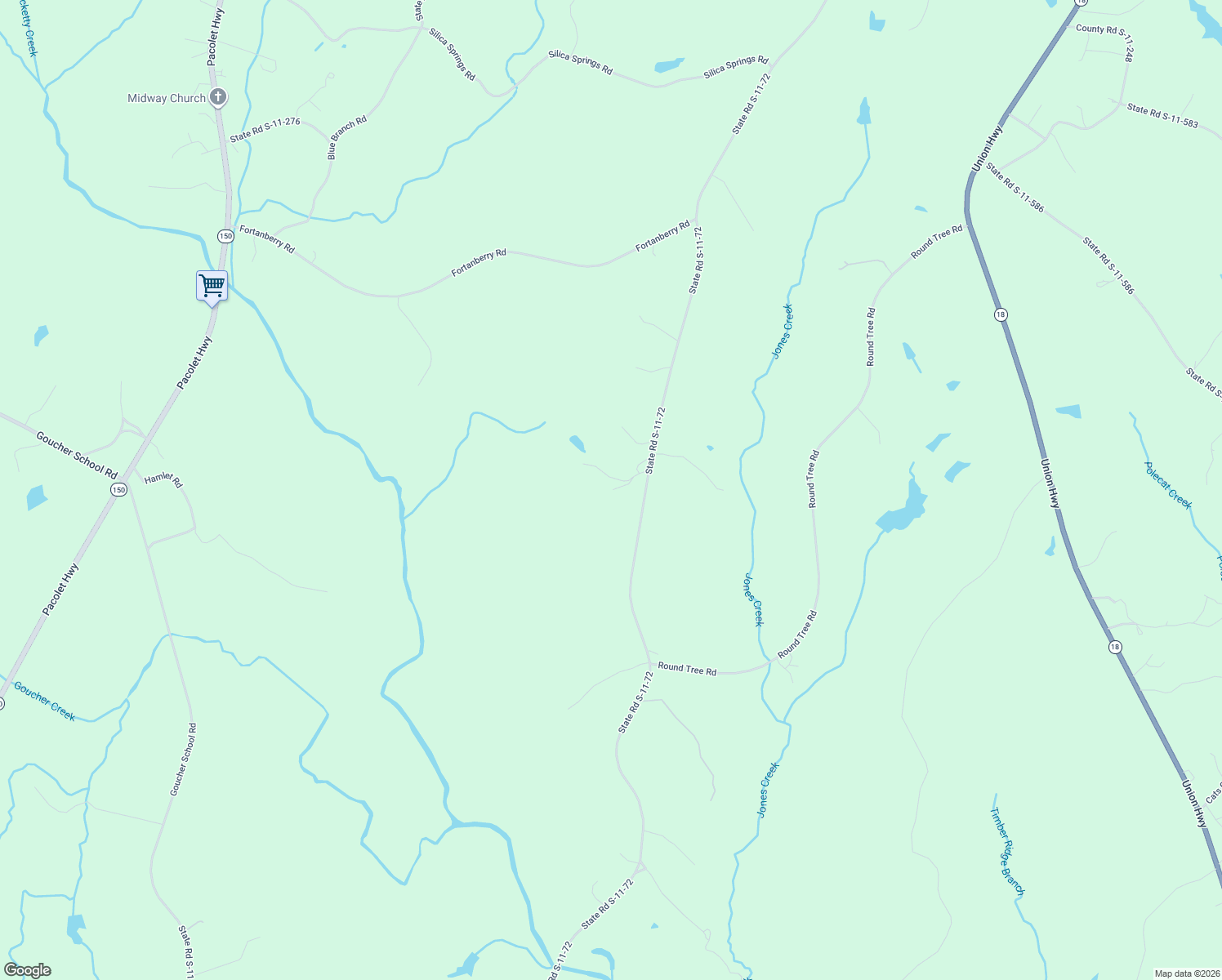 map of restaurants, bars, coffee shops, grocery stores, and more near 906 State Road S-11-72 in Gaffney