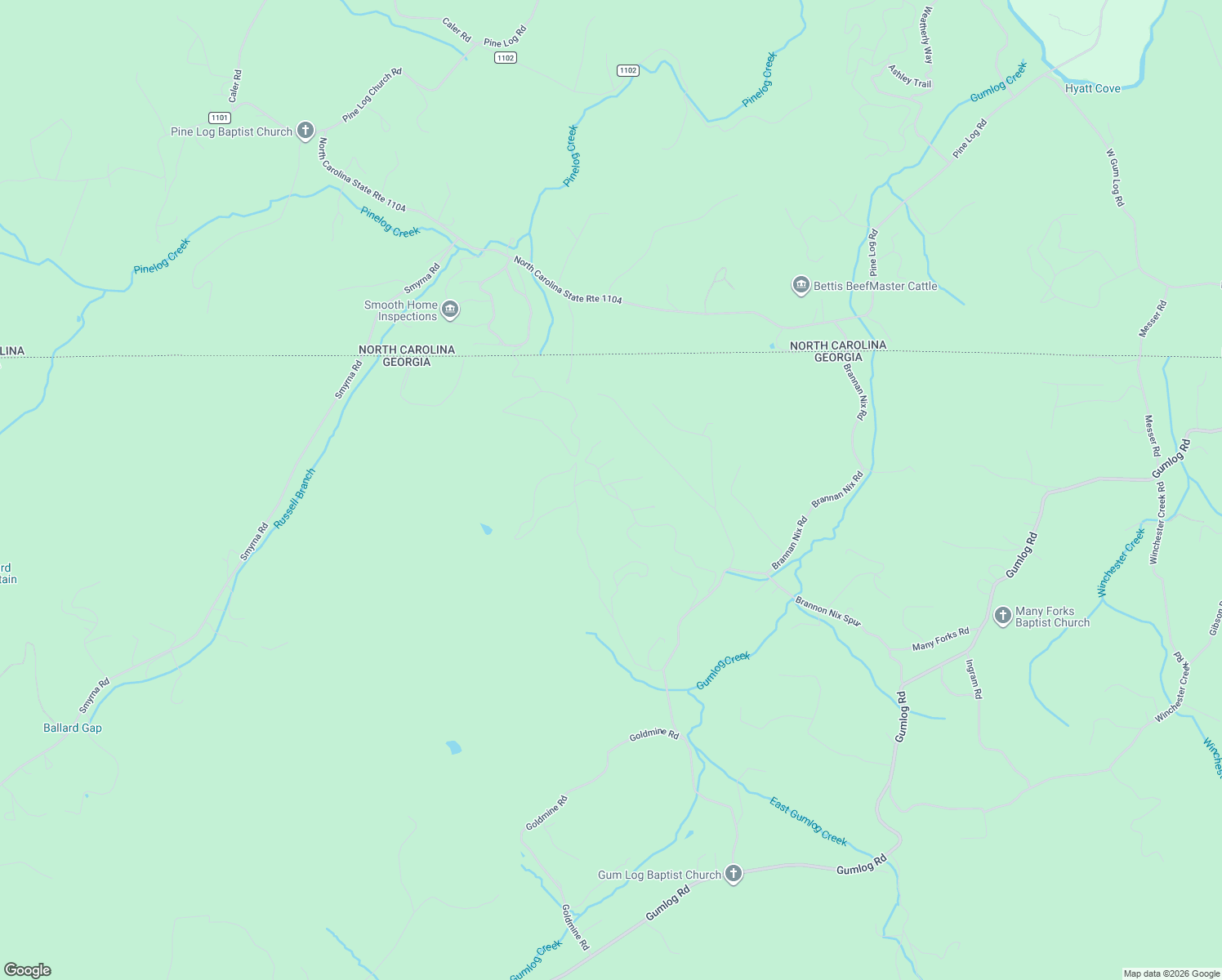 map of restaurants, bars, coffee shops, grocery stores, and more near 518 Brannon Ridge in Young Harris