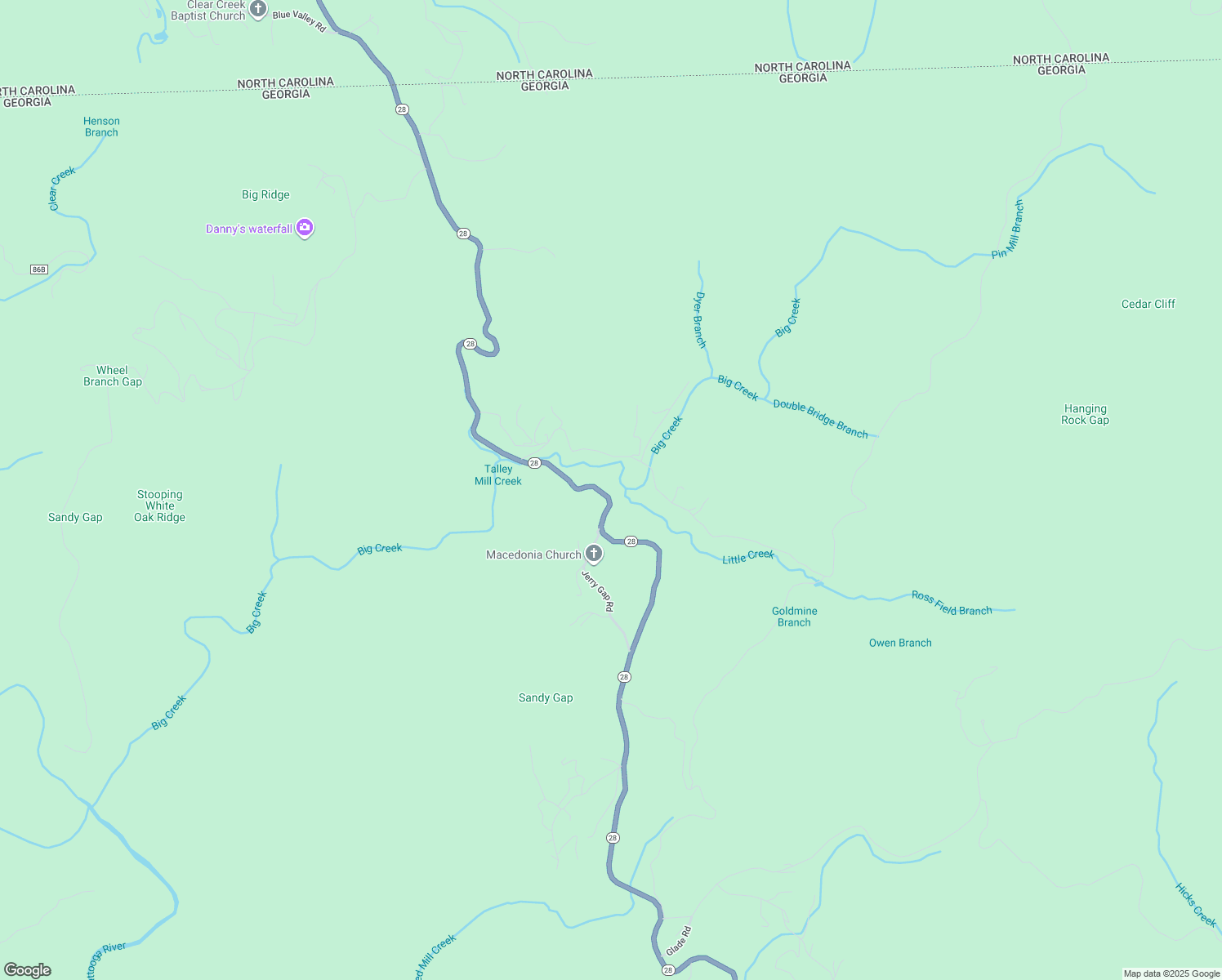 map of restaurants, bars, coffee shops, grocery stores, and more near 3942 Georgia 28 in Clayton
