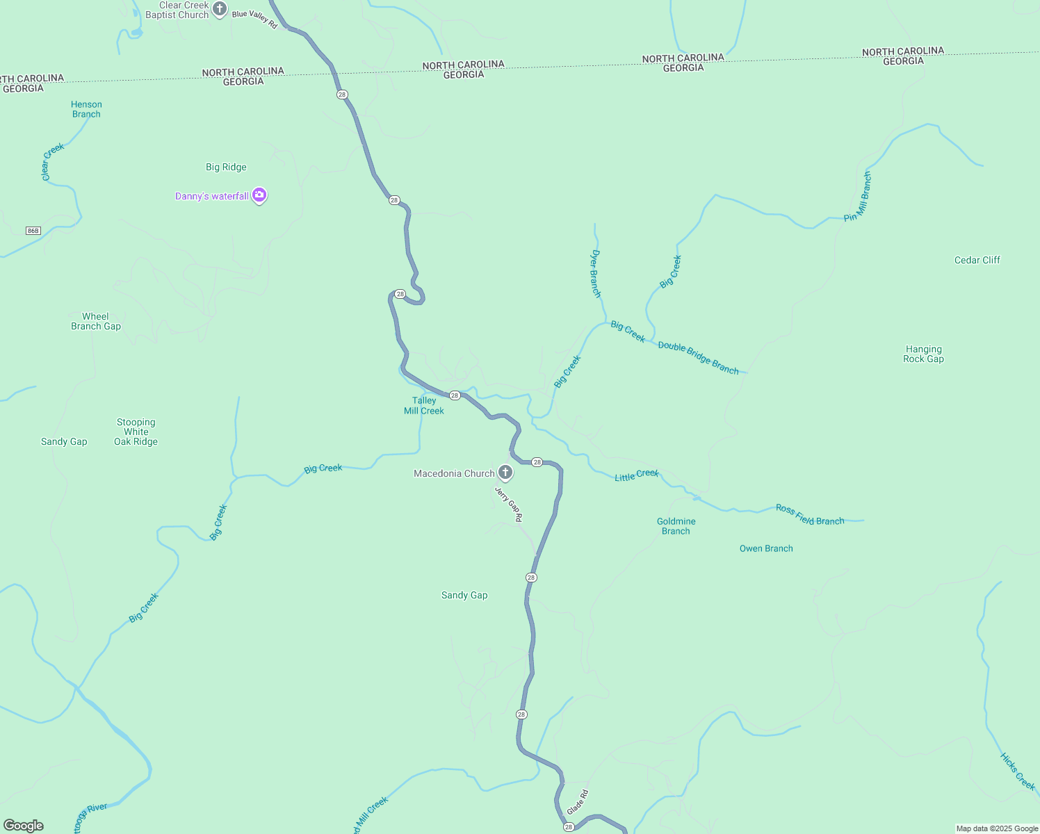 map of restaurants, bars, coffee shops, grocery stores, and more near 3942 Georgia 28 in Clayton