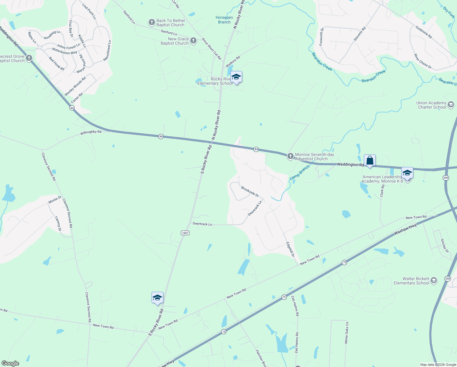 map of restaurants, bars, coffee shops, grocery stores, and more near 3225 Basilwood Circle in Monroe