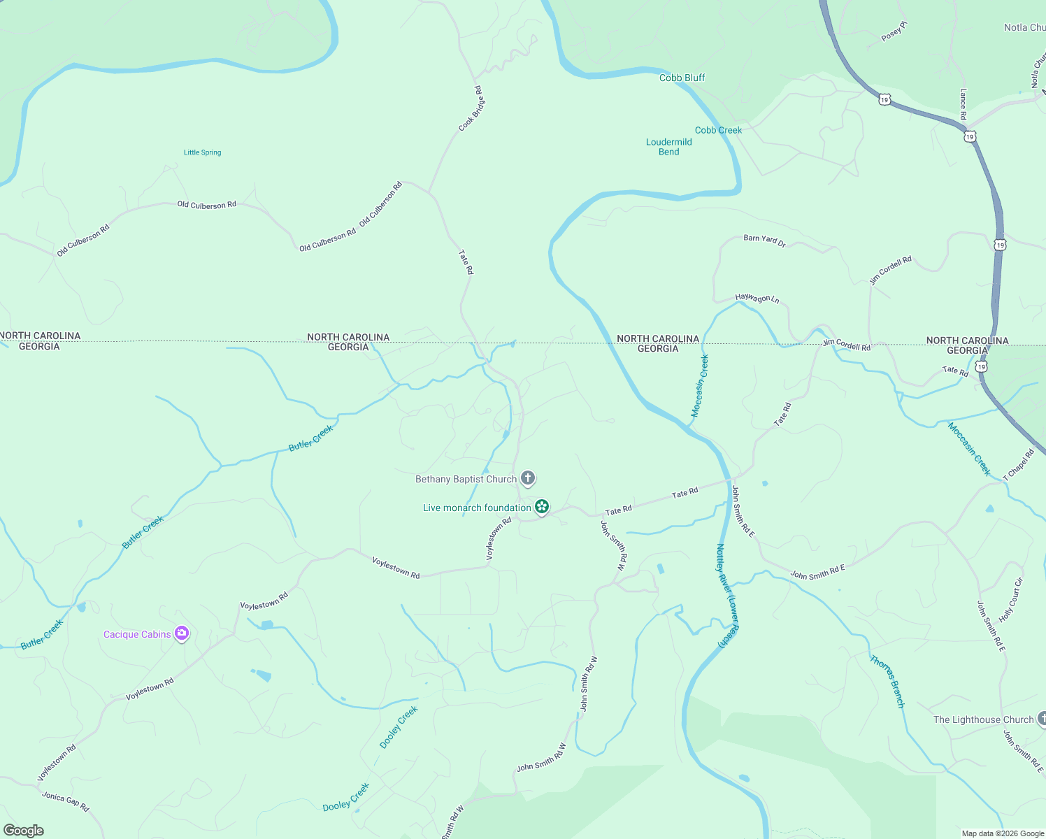 map of restaurants, bars, coffee shops, grocery stores, and more near East Culberson Road in Blairsville