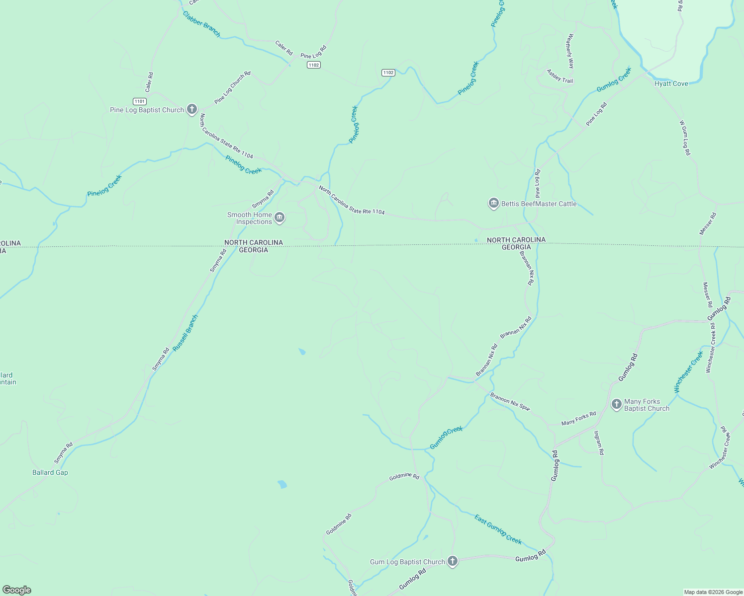 map of restaurants, bars, coffee shops, grocery stores, and more near 1042 Brannon Ridge in Young Harris