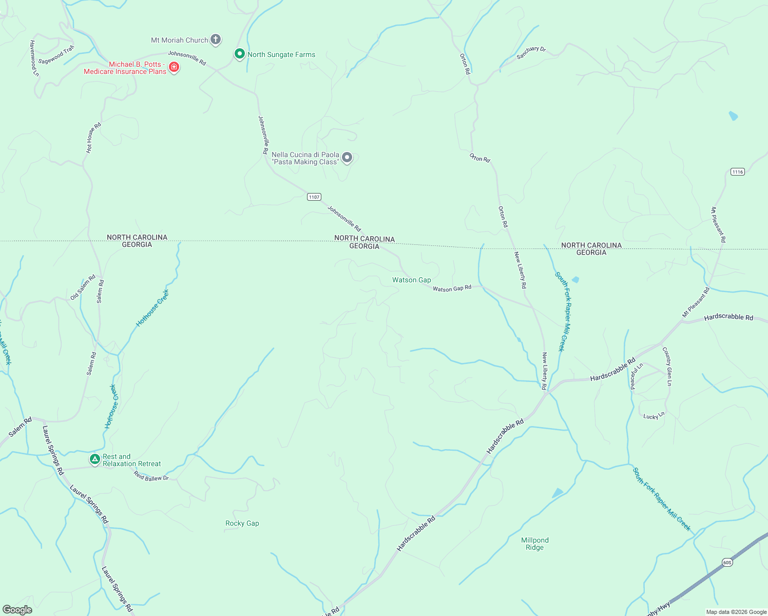 map of restaurants, bars, coffee shops, grocery stores, and more near 670 Mountain High Drive in Mineral Bluff