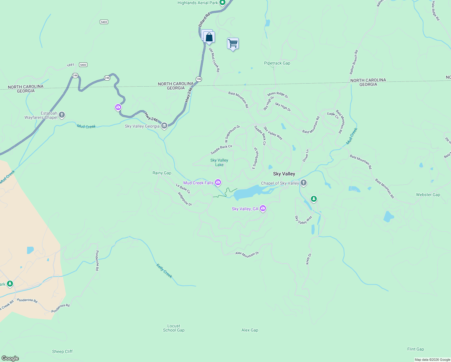 map of restaurants, bars, coffee shops, grocery stores, and more near 842 Saddle Back Circle in Dillard