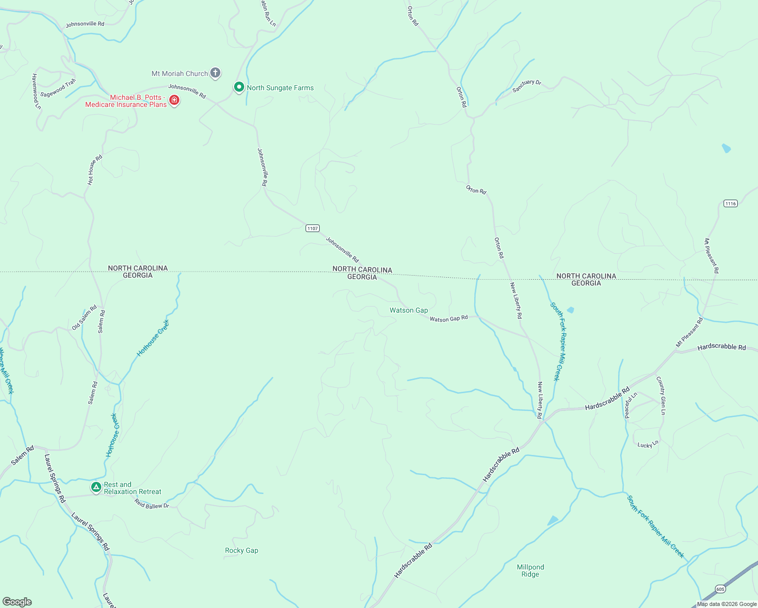 map of restaurants, bars, coffee shops, grocery stores, and more near 469 Mountain High Drive in Mineral Bluff