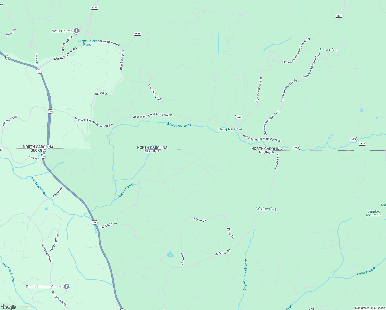 map of restaurants, bars, coffee shops, grocery stores, and more near 5120 Justa Road in Blairsville