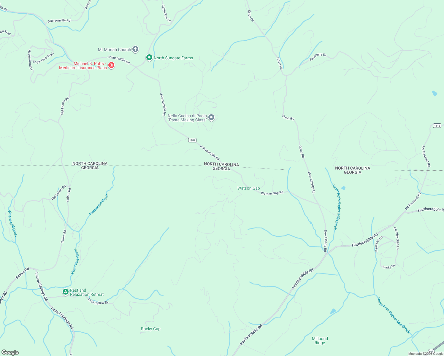 map of restaurants, bars, coffee shops, grocery stores, and more near 220 Mountain High Drive in Mineral Bluff
