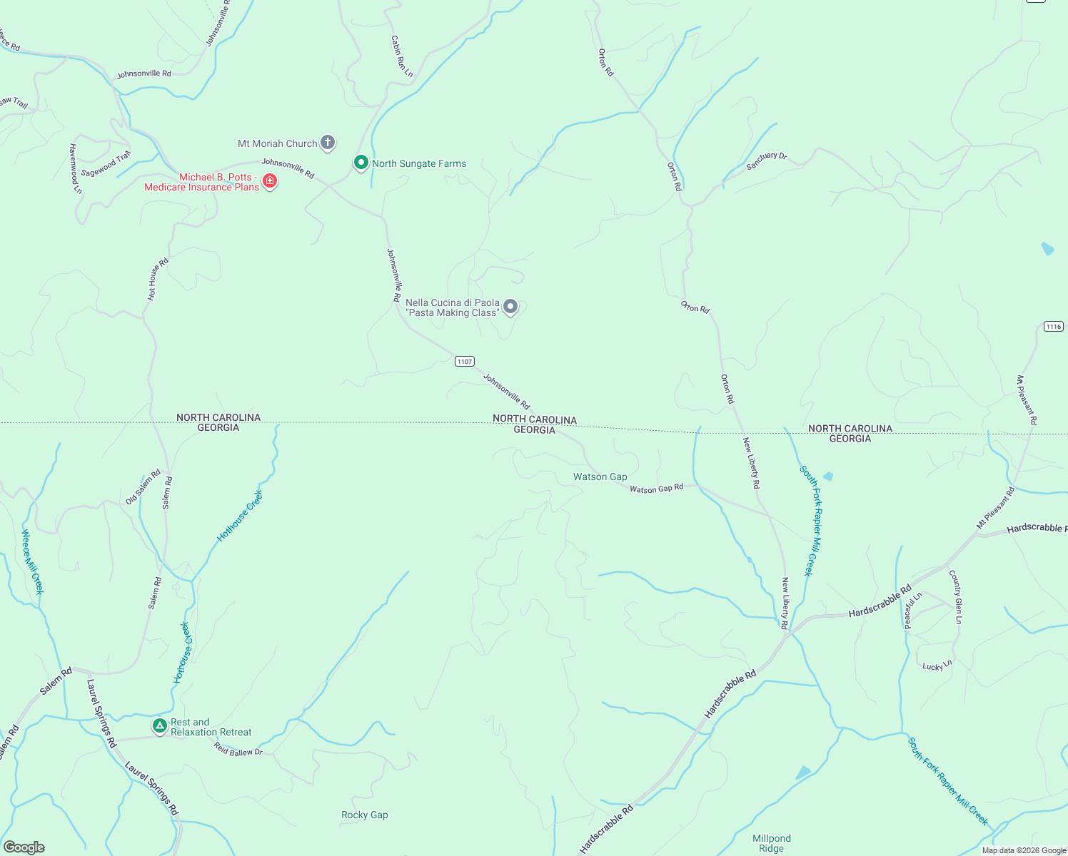 map of restaurants, bars, coffee shops, grocery stores, and more near 220 Mountain High Drive in Mineral Bluff