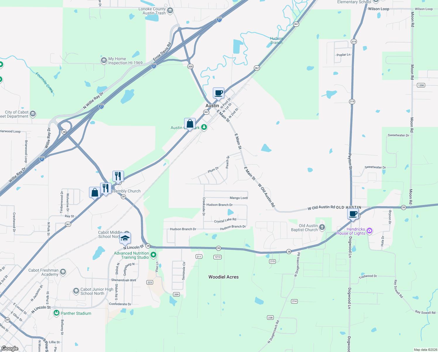 map of restaurants, bars, coffee shops, grocery stores, and more near 309 Orange Street in Austin