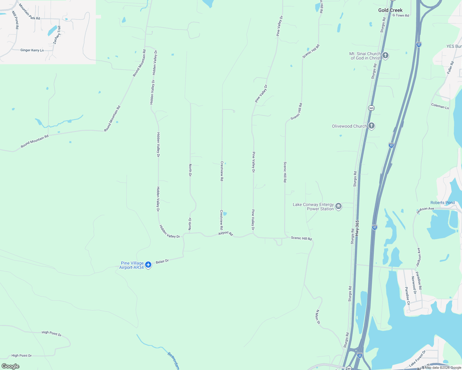 map of restaurants, bars, coffee shops, grocery stores, and more near 38 Crestview Road in Conway