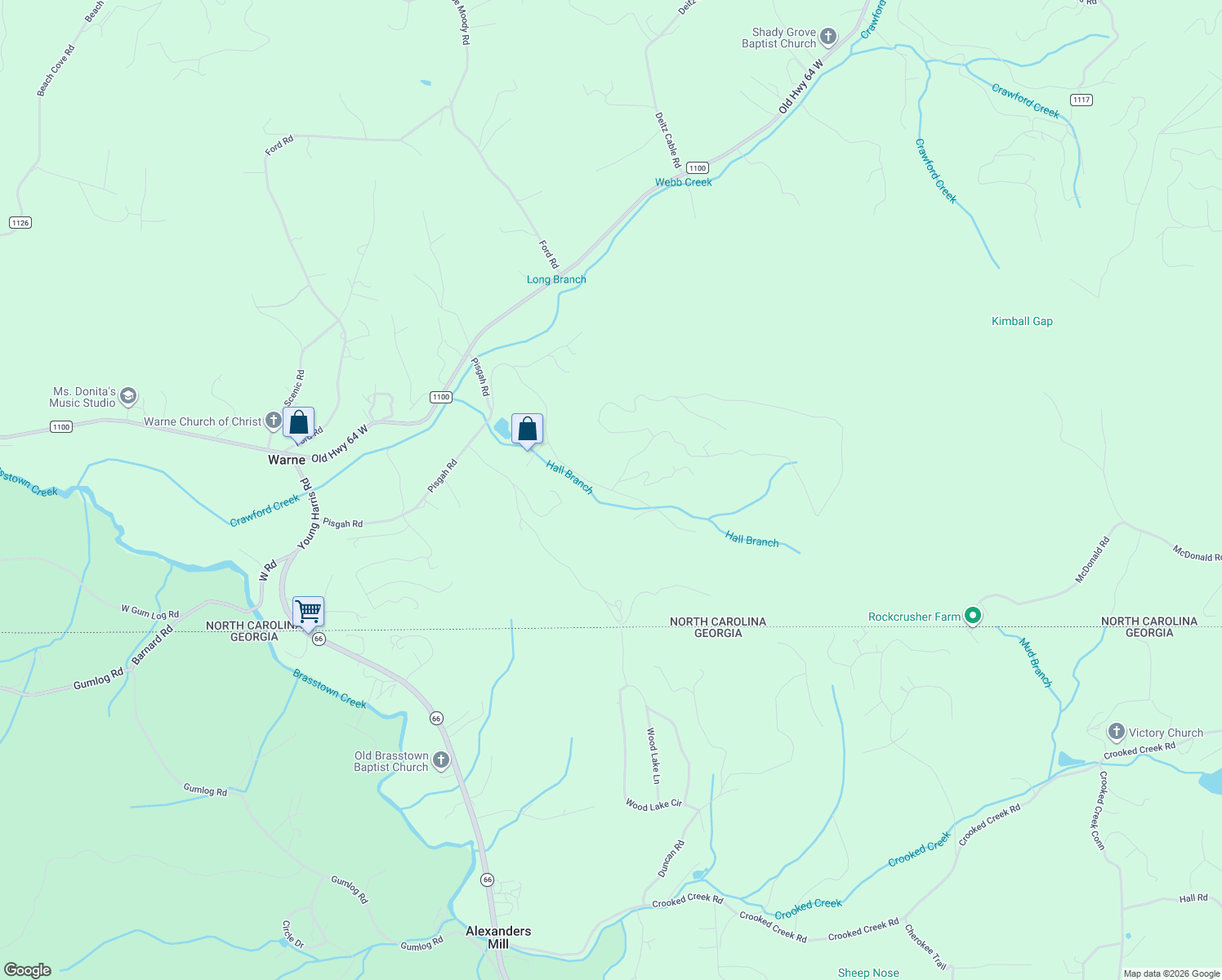 map of restaurants, bars, coffee shops, grocery stores, and more near 2 Mirandi Drive in Warne