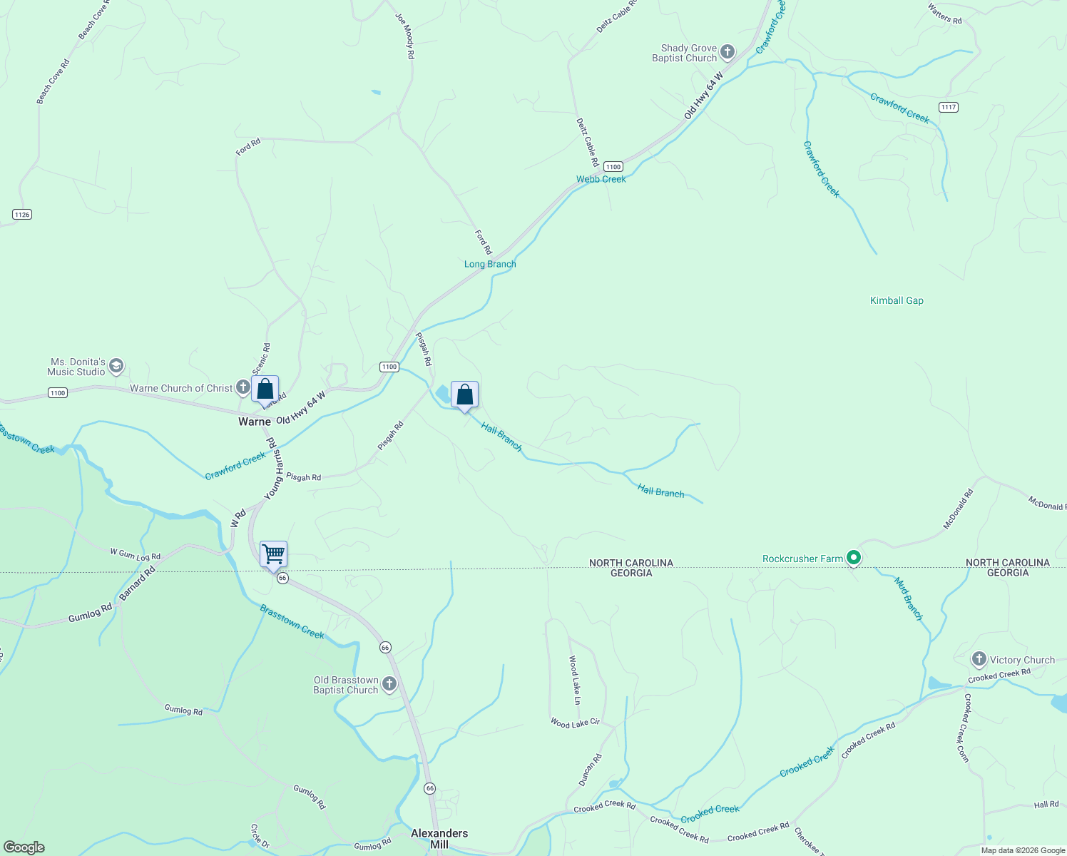 map of restaurants, bars, coffee shops, grocery stores, and more near 2-398 Mirandi Drive in Warne