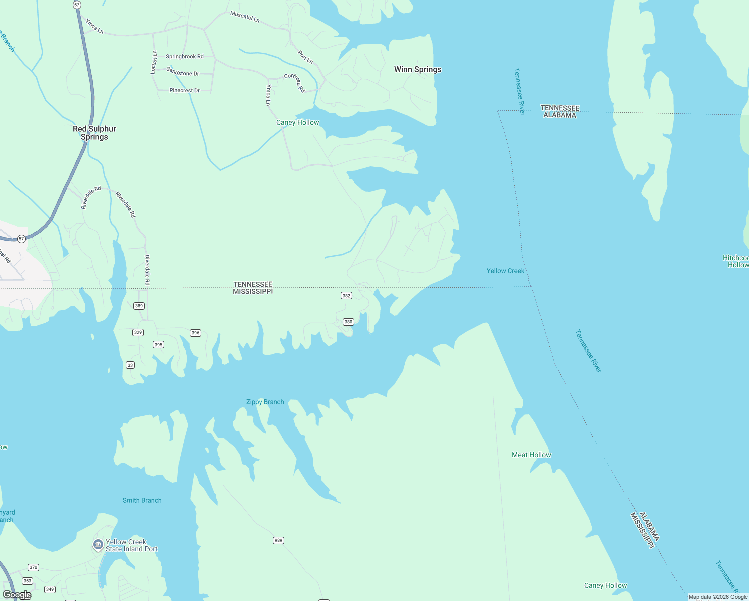 map of restaurants, bars, coffee shops, grocery stores, and more near 325 County Road 380 in Iuka