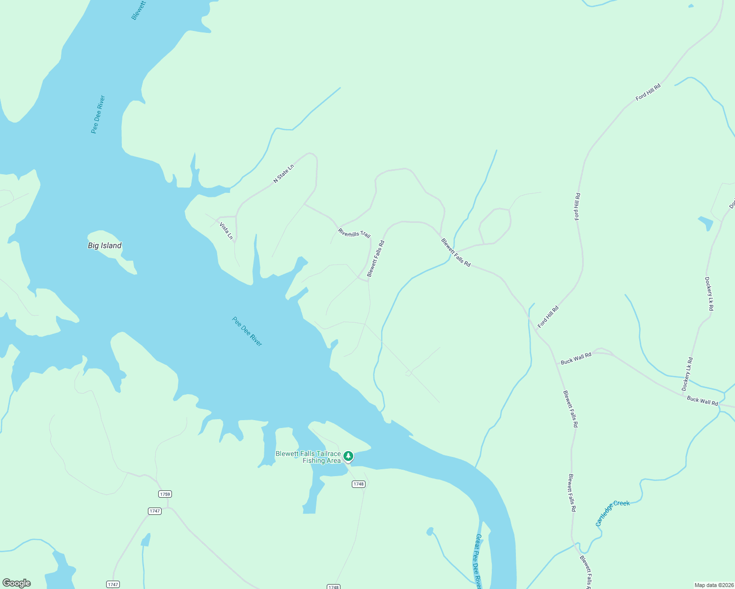 map of restaurants, bars, coffee shops, grocery stores, and more near 1022 Blewett Falls Road in Rockingham