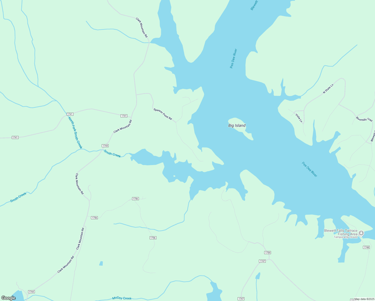 map of restaurants, bars, coffee shops, grocery stores, and more near 864 Spencer Point Road in Lilesville