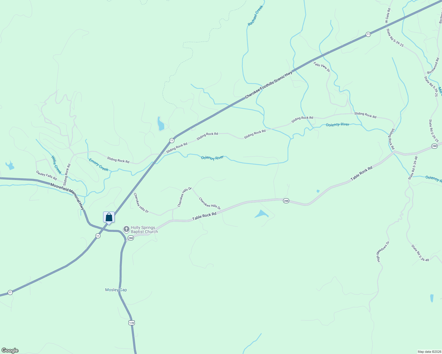 map of restaurants, bars, coffee shops, grocery stores, and more near 181 Cherokee Hill Ridge Road in Pickens