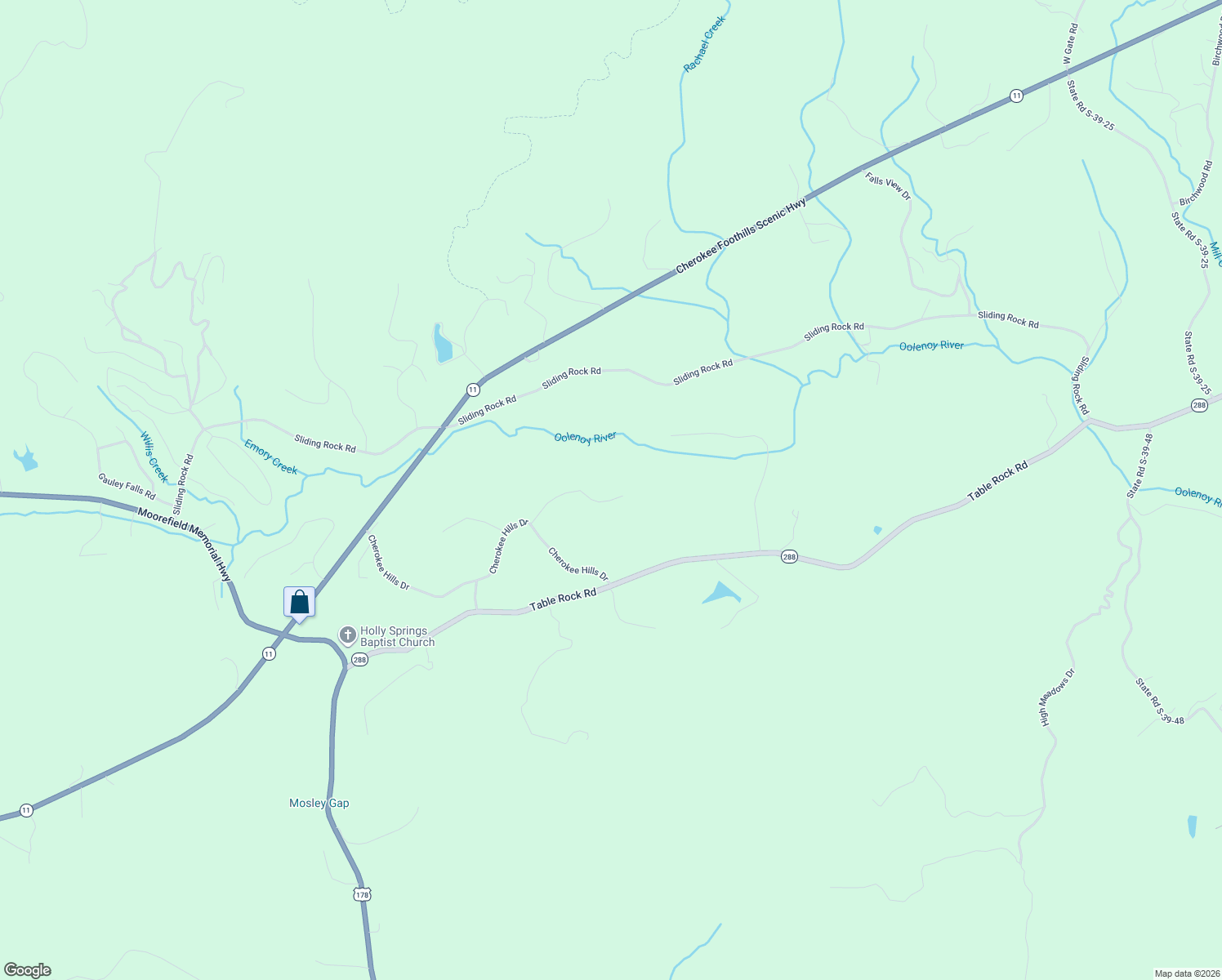 map of restaurants, bars, coffee shops, grocery stores, and more near 181 Cherokee Hill Ridge Road in Pickens