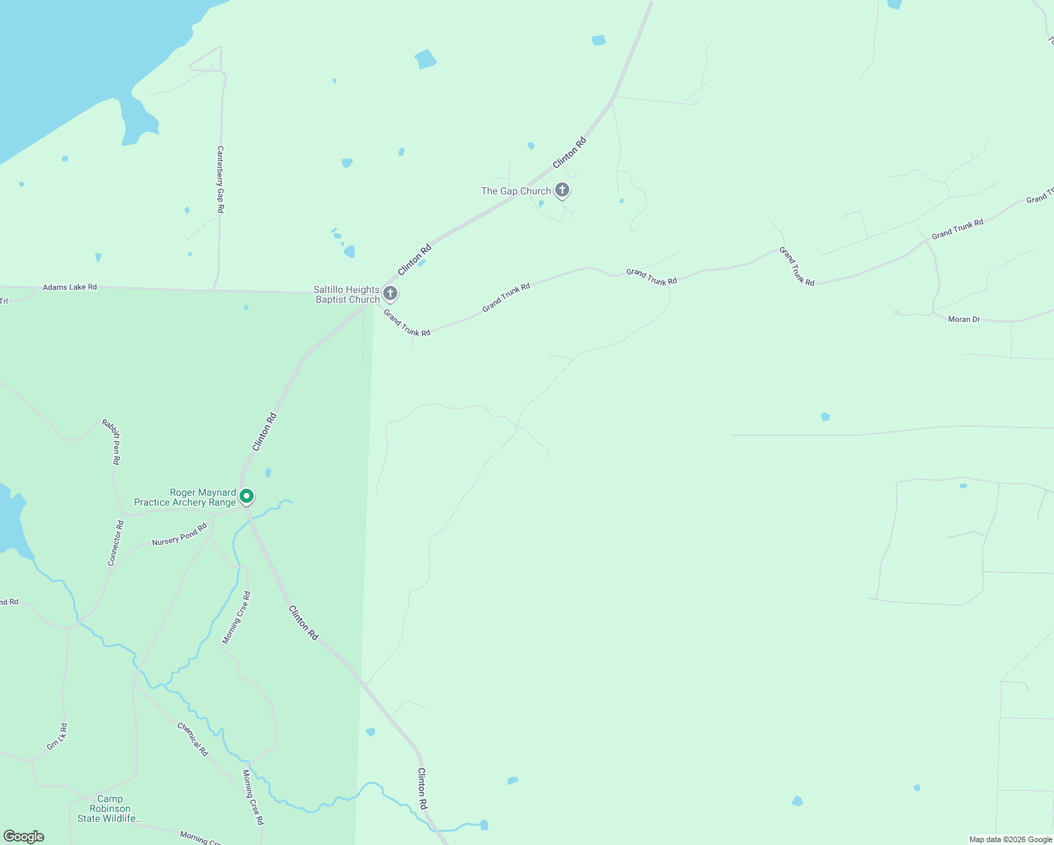 map of restaurants, bars, coffee shops, grocery stores, and more near 38 Grand Trunk Road in Conway