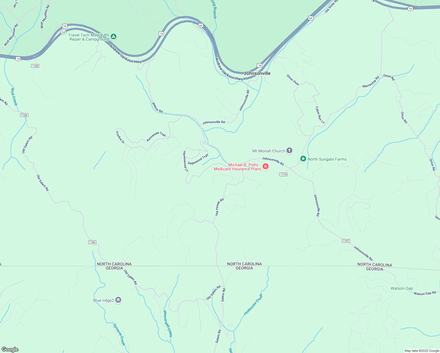map of restaurants, bars, coffee shops, grocery stores, and more near 210 Gentle Fawn Lane in Murphy
